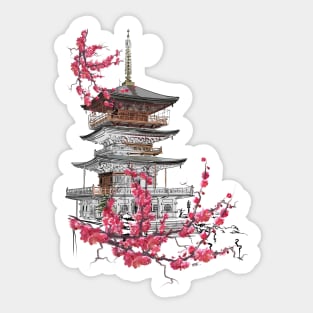 Pagode mit Sakura Sticker